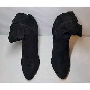 Worthington Womens Suede Booties Black Block Heel ankle Zipper Boots 10 M
